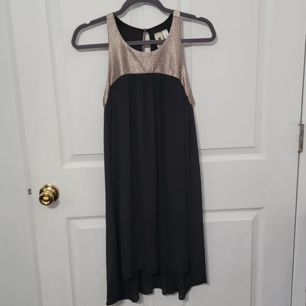 Needle & Thread Black & Gold Chiffon Swing Dress - Picture 2 of 11